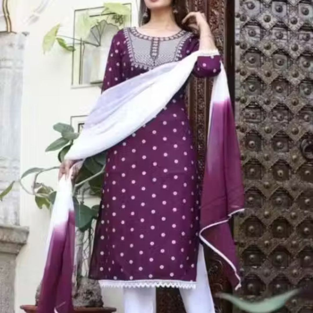 Rayon Printed Kurta Set With Dupatta – Stylish Ethnic Wear