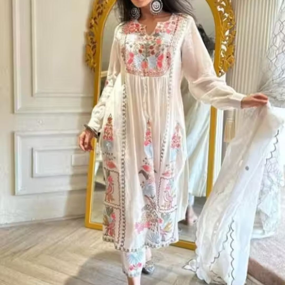 Vestora Faux Georgette Kurta Set with Dupatta – Elegant Wear