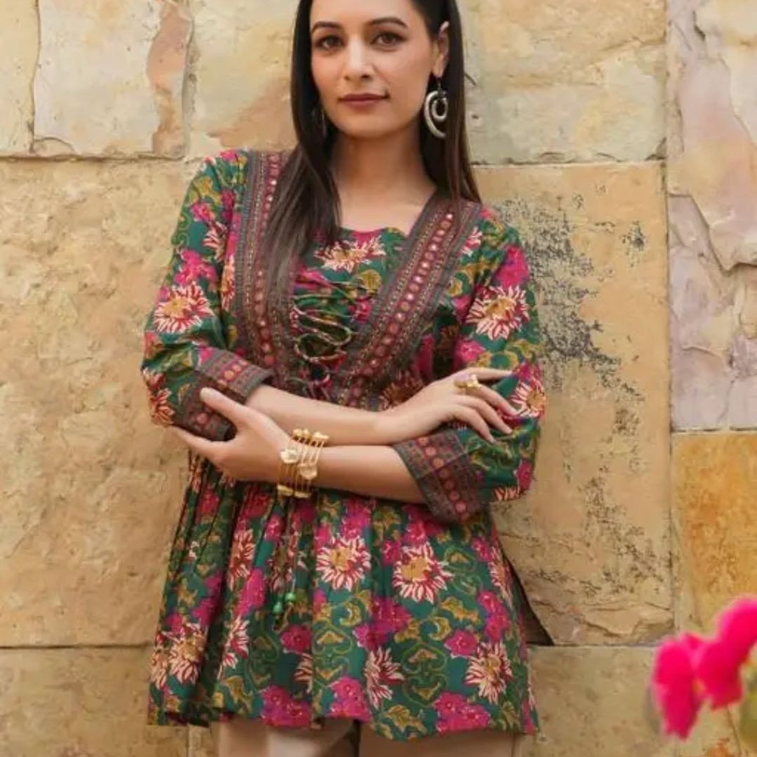 Printed Cotton Kurti – Daily Wear Short Top for Women & Girls