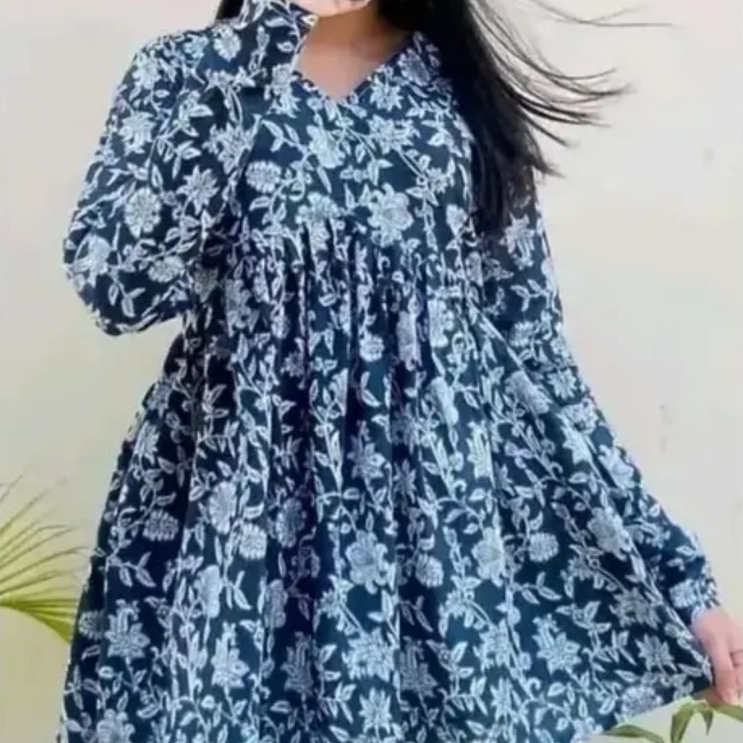 New Stylish Indigo Blue V-Neck Top
